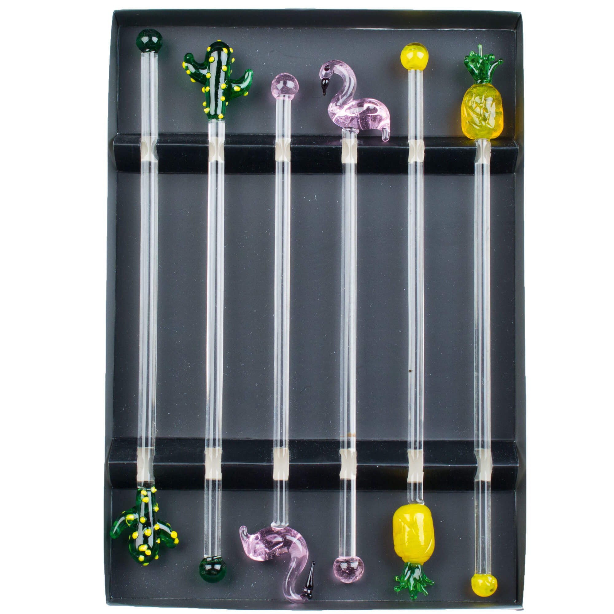 Agitador de cóctel Tropical, vidrio - Juego (6 uds)
