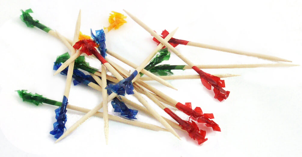 Palillos con flecos - 2 x 65 mm (100 uds)