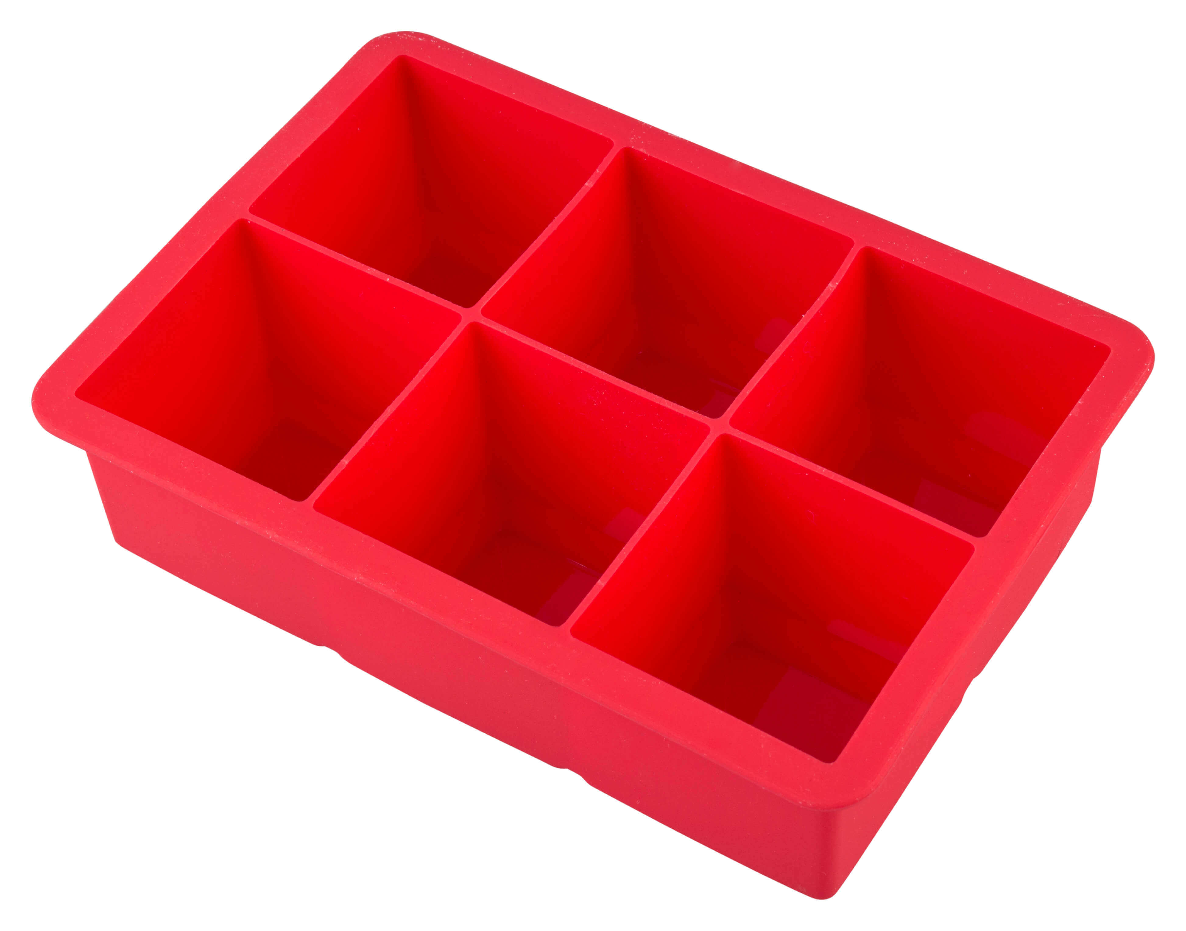 Cupitera de hielo 6 cubos, silicona, rojo - 4,5 cm