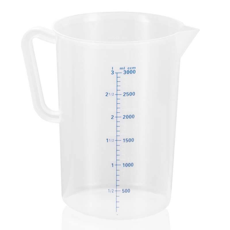 Vaso medidor con graduación de 100 ml, polipropileno - 3 litros