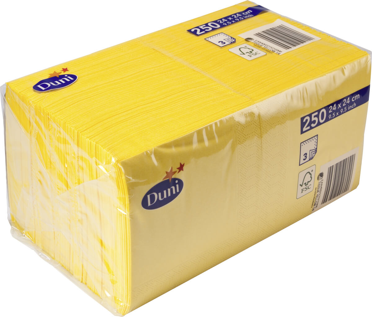 Servilletas de cóctel Duni, celulosa, 3 capas, 24 x 24 cm, amarillas (250 uds)