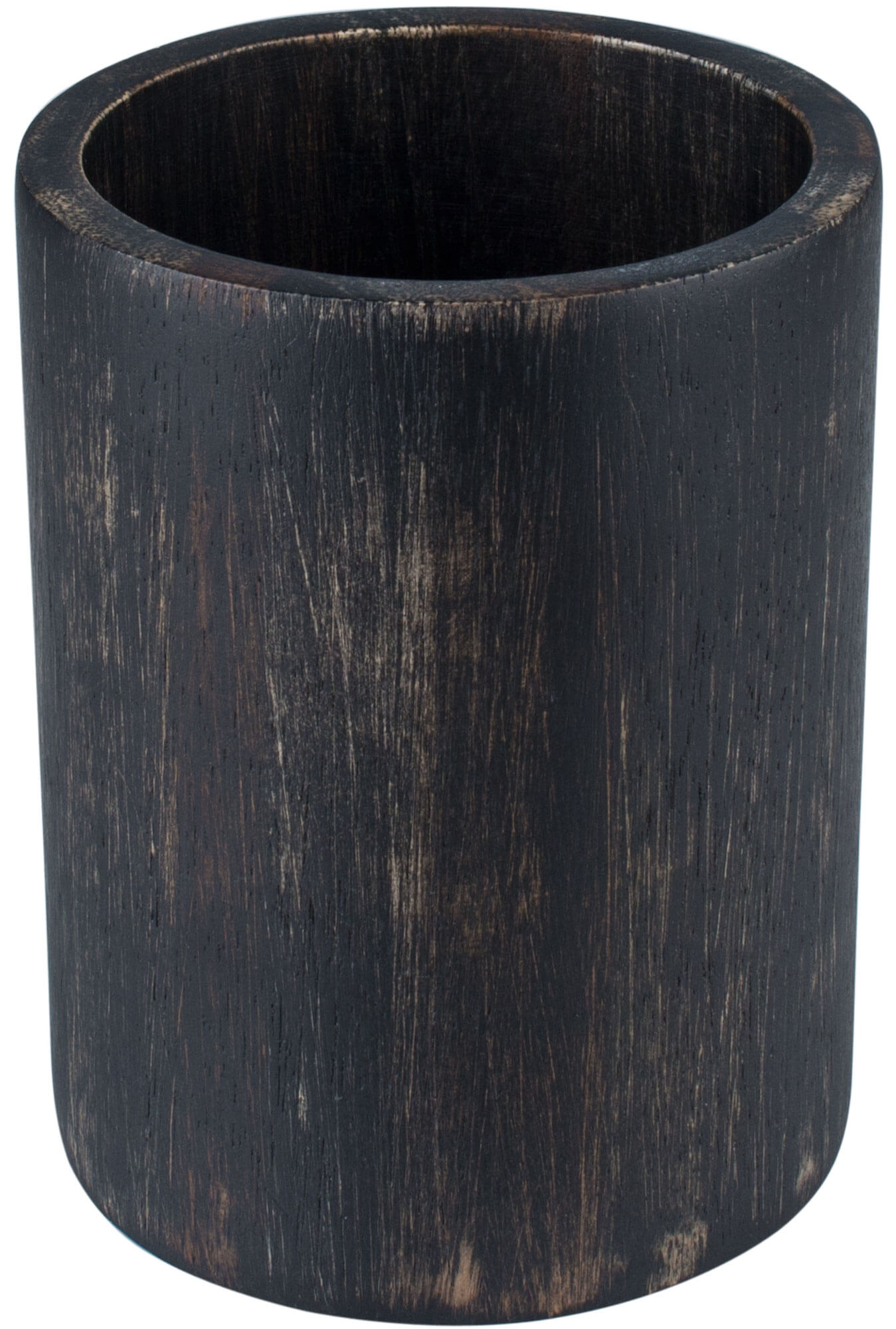 Portacubiertos de madera de acacia negra/lavada - 10 x 13,2 cm