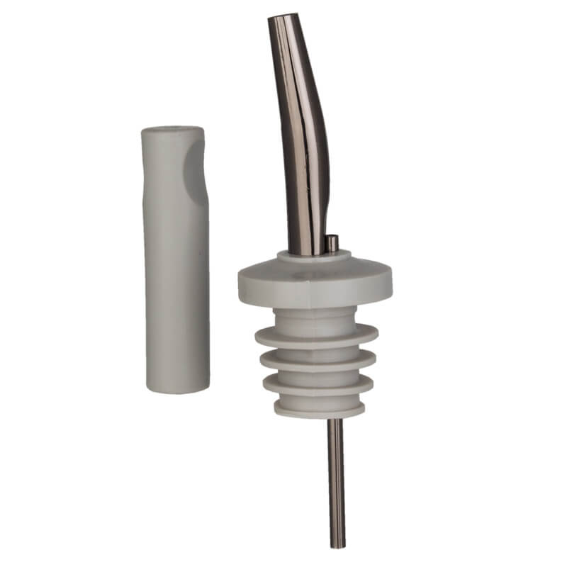 6 vertedores negros gunmetal + tapón antipolvo para vertedor gris - acero inoxidable