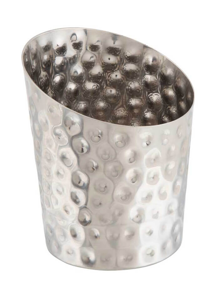 Taza de acero inoxidable, corte oblicuo - martillado (11,6 cm)