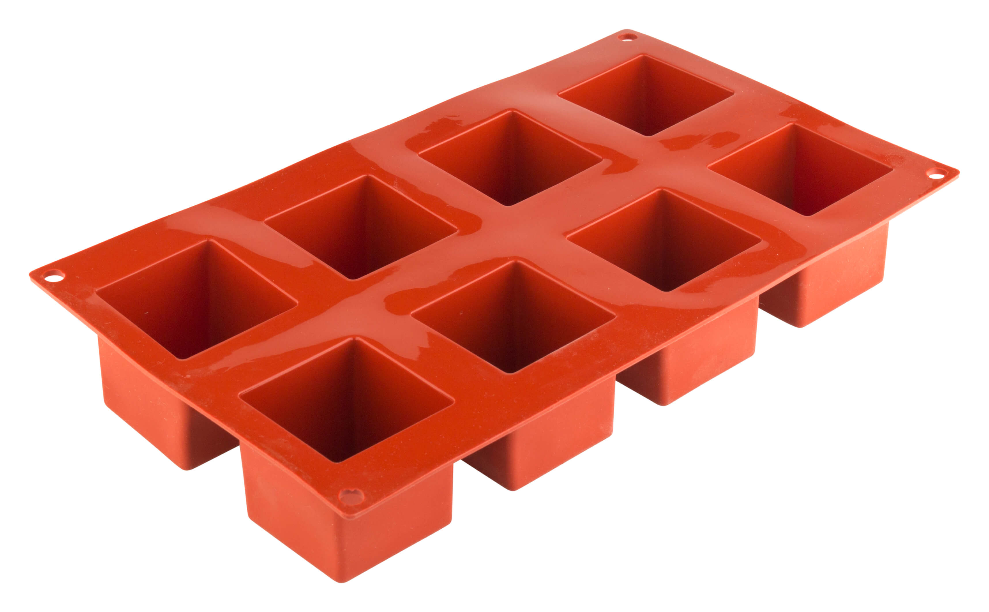 Cupitera de hielo, silicona, 8 cubitos (5 cm) - rojo