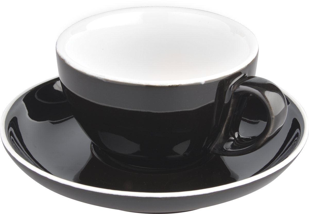 Taza de capuchino Italia Black, blanco y negro - 200 ml
