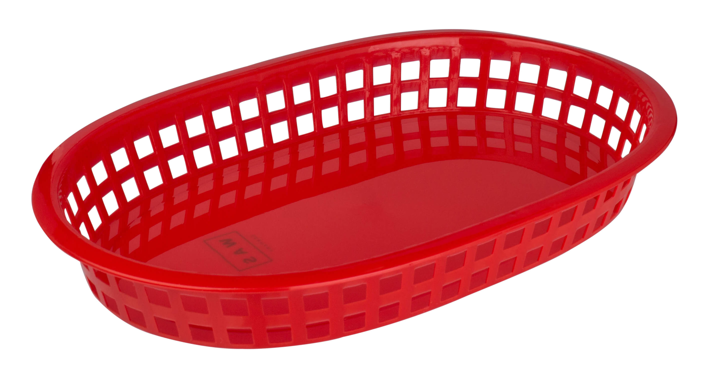 Cesta de mesa roja, PE, ovalada - 27 x 17,5 x 3,5 cm