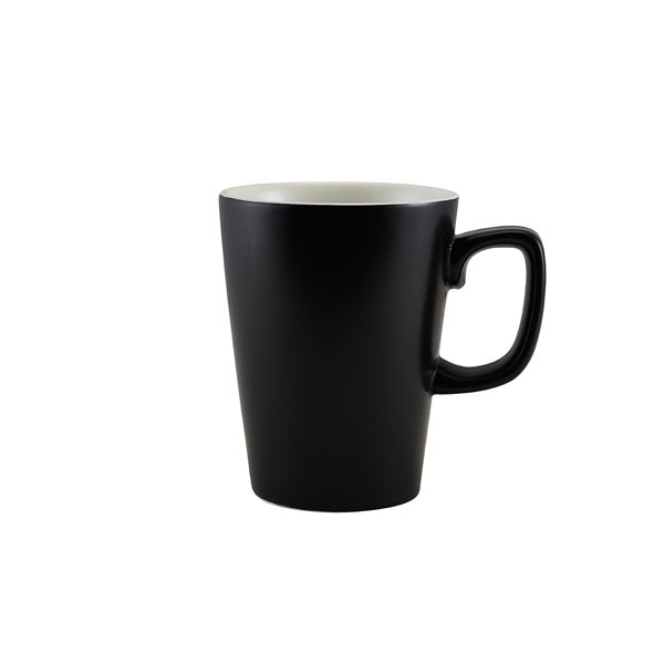 Tazos con asa de porcelana negro mate – 340 ml (6 uds)