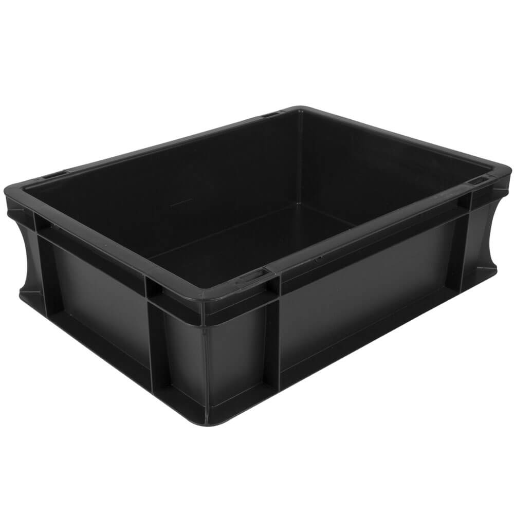 Caja de transporte Euronorm negra - 40 x 30 x 12 cm