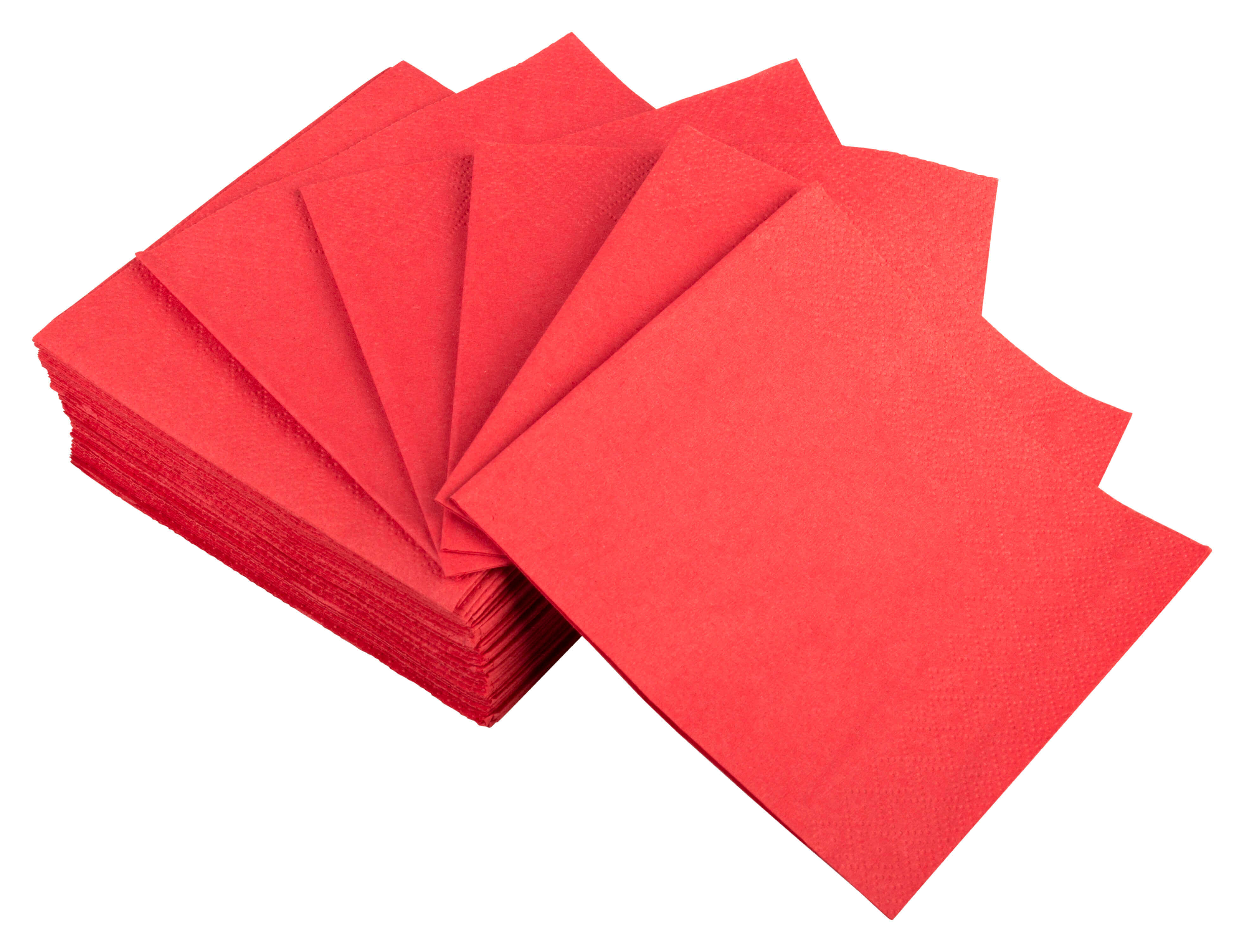 Servilletas de cóctel, 24 x 24 cm, pliegue 1/4, 2 capas, rojas (300 uds)
