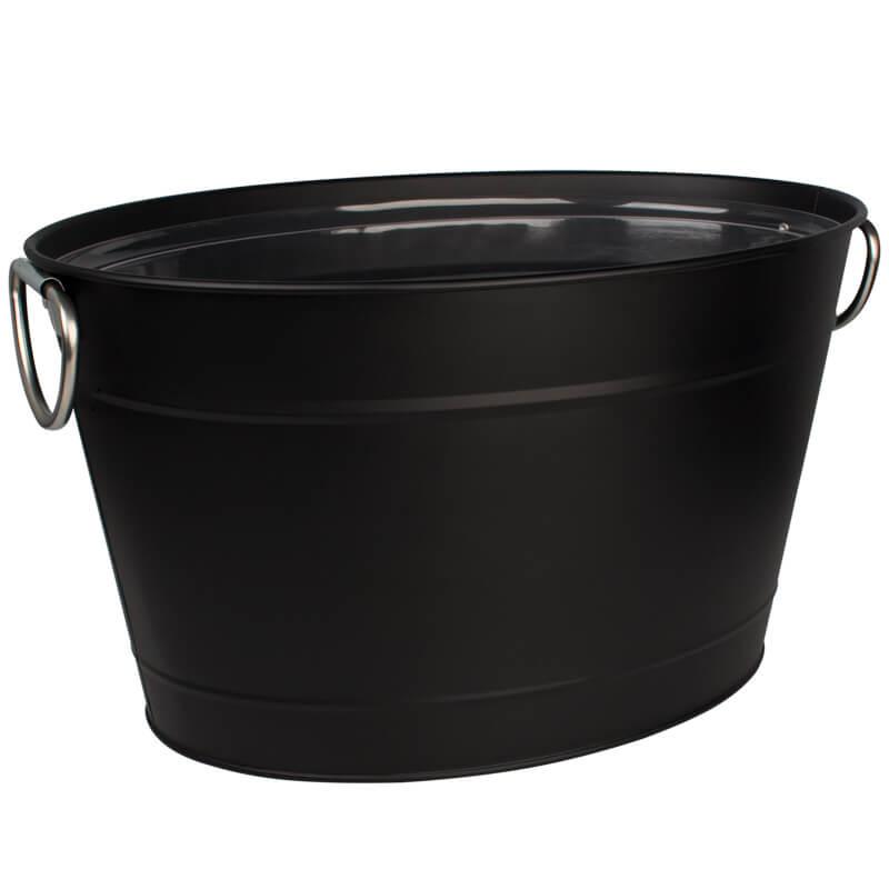 Cubeta para bebidas de metal negro, con inserto - 40 x 28 x 22 cm