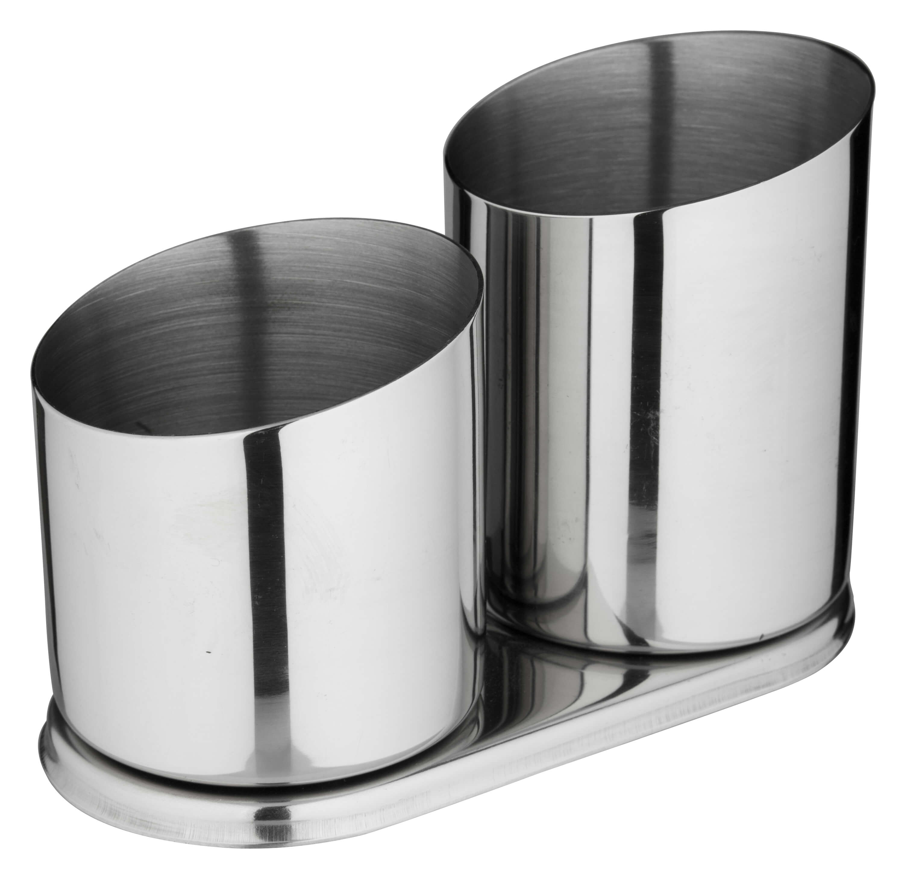 Vasos con cuchara y soporte para pajitas, acero inoxidable - 2 vasos