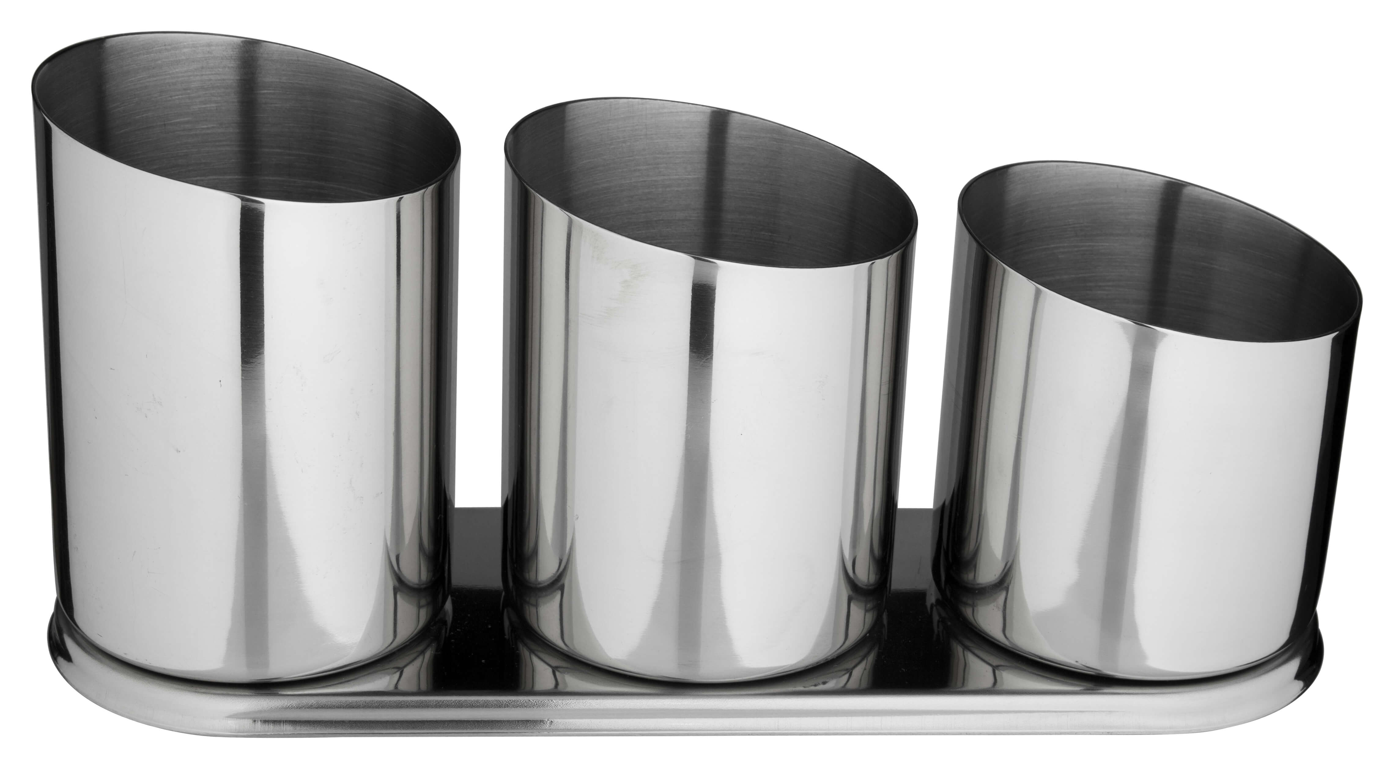 Vasos con cuchara y soporte para pajitas, acero inoxidable - 3 vasos