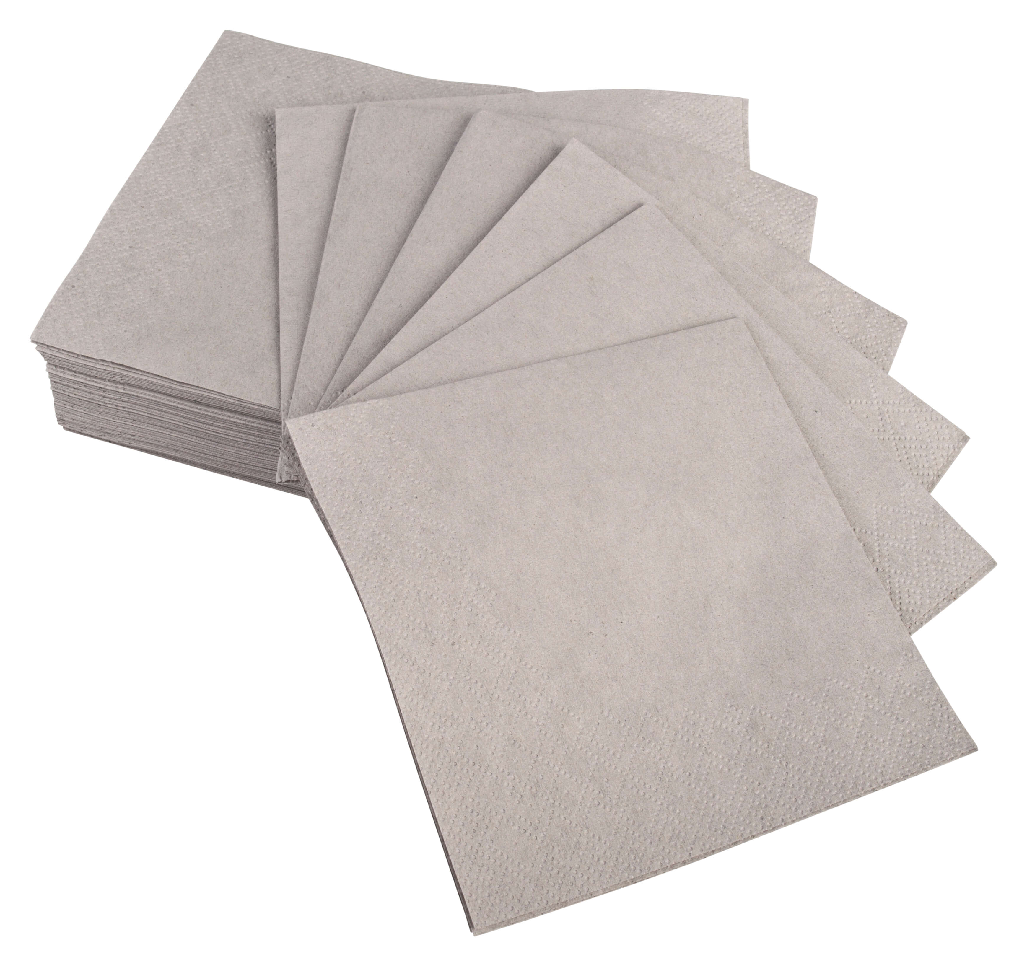 Servilletas de cóctel, 24 x 24 cm, pliegue 1/4, 2 capas, gris (300 uds)