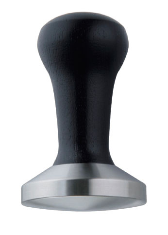 Tamper manual con mango de madera, acero inoxidable - 5,8 cm