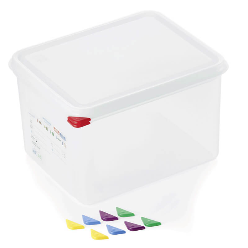 Recipiente de almacenamiento GN 1/2, juego con tapa, PP - 12,5 l / H 20 cm