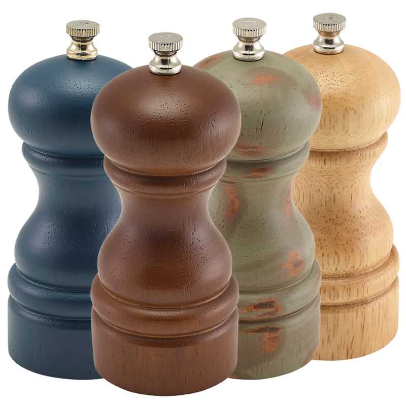 Molino de sal y pimienta, madera - varios colores (13 cm)