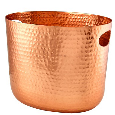 Enfriador de botellas / cubeta para bebidas, aluminio martillado color cobre - 30,5 x 22 x 22,8 cm
