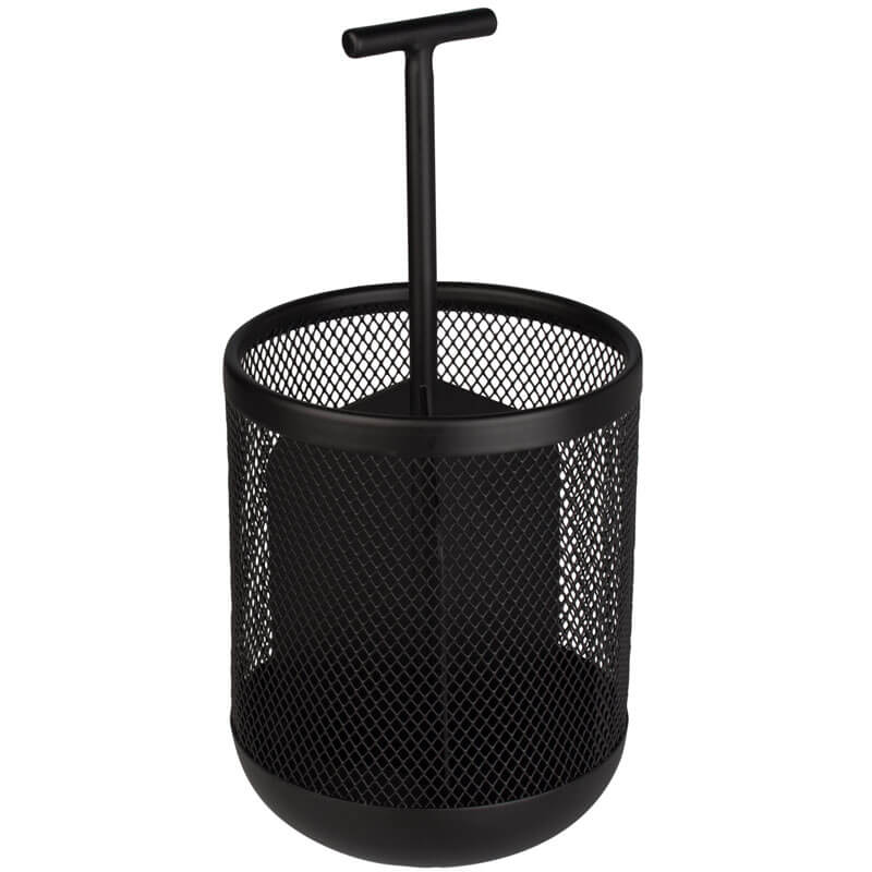 Recipiente para cubiertos con asa, 3 compartimentos, negro - 25 x 12 cm