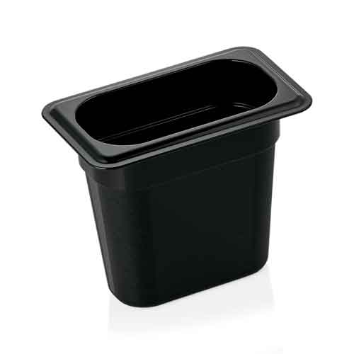 GN 1/9 Recipiente Gastronorm 150 mm de profundidad - PC negro (serie GN 96)