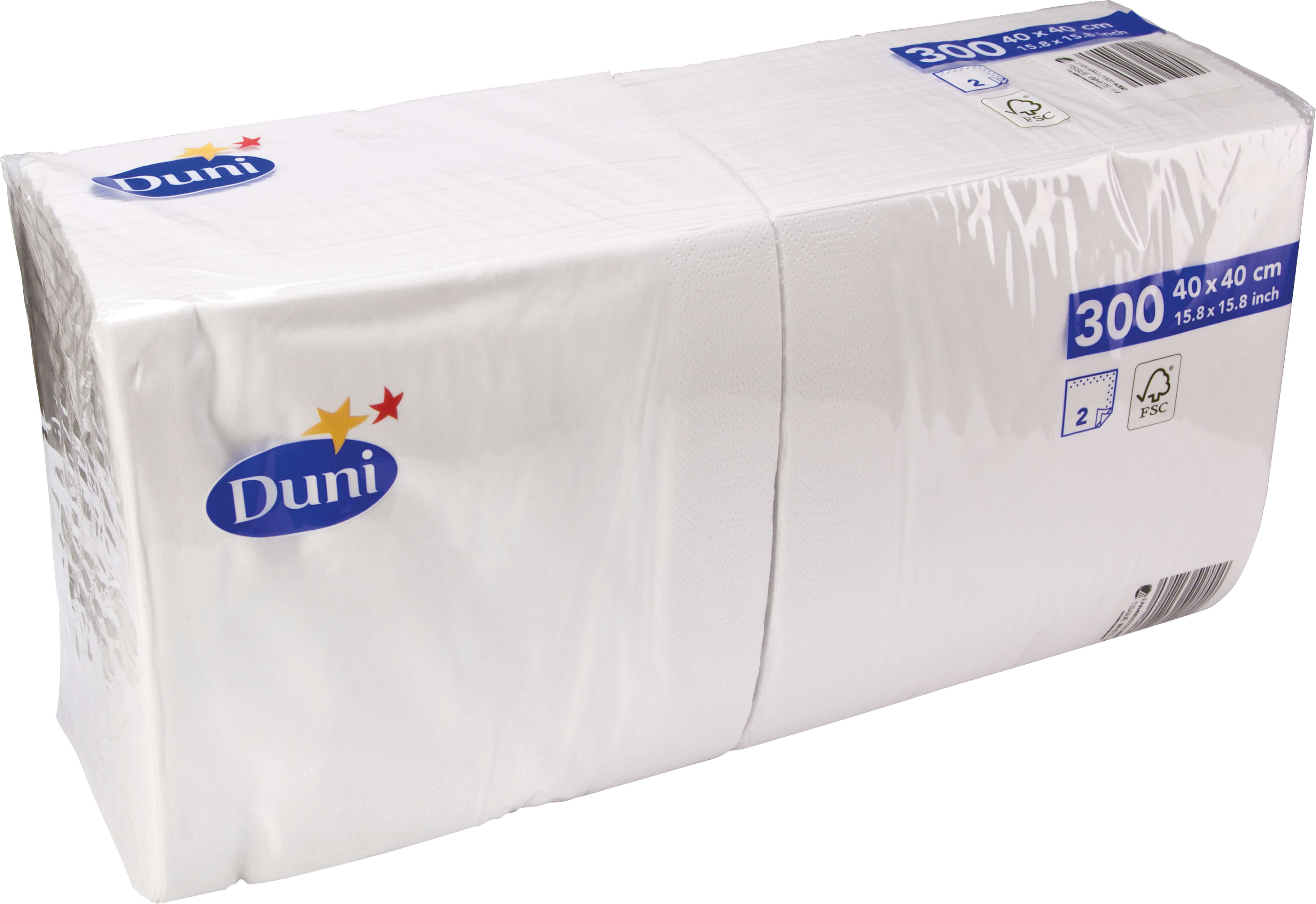 Servilleta de celulosa Duni, 2 capas, 40 x 40 cm, pliegue 1/4 (300 uds)