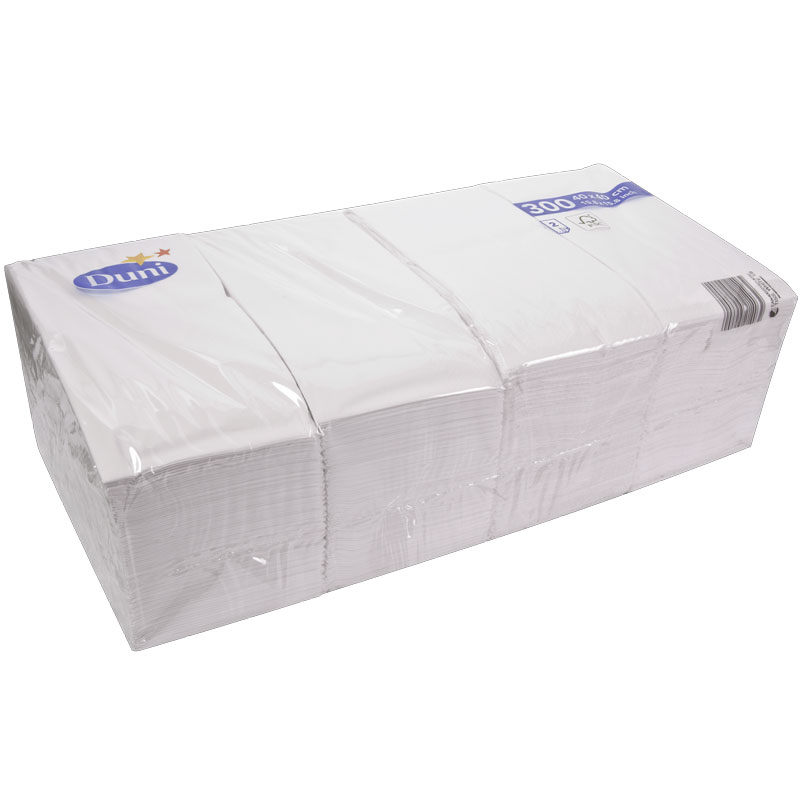 Servilleta de celulosa, 2 capas - 40 x 40 cm, pliegue 1/8, Duni (300 uds)