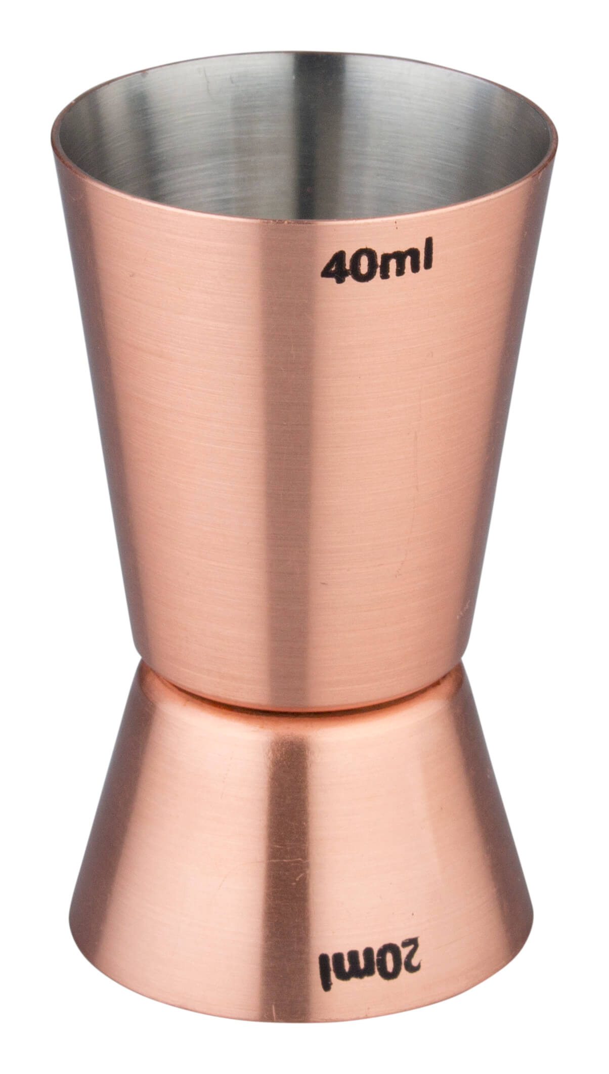 Medidor doble, color cobre, acero inoxidable (2/4 cl)