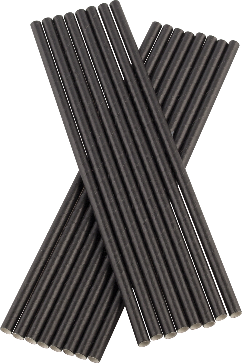 Pajitas, papel (6 x 200 mm), Prime Bar - negro