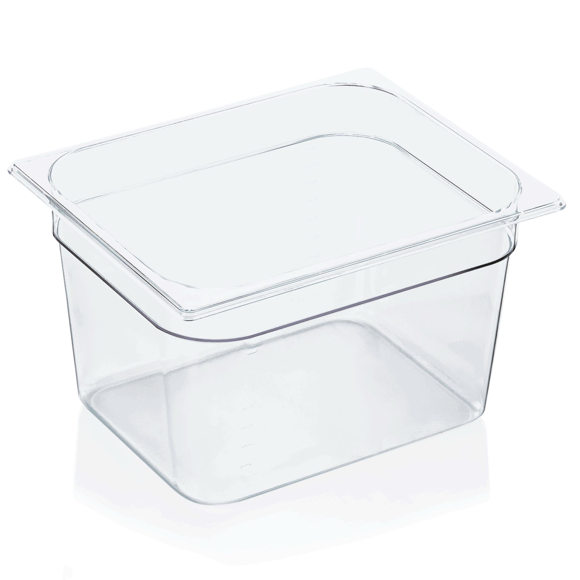 Recipiente GN 1/2 con graduación, policarbonato transparente - H 20 cm (serie GN 94)