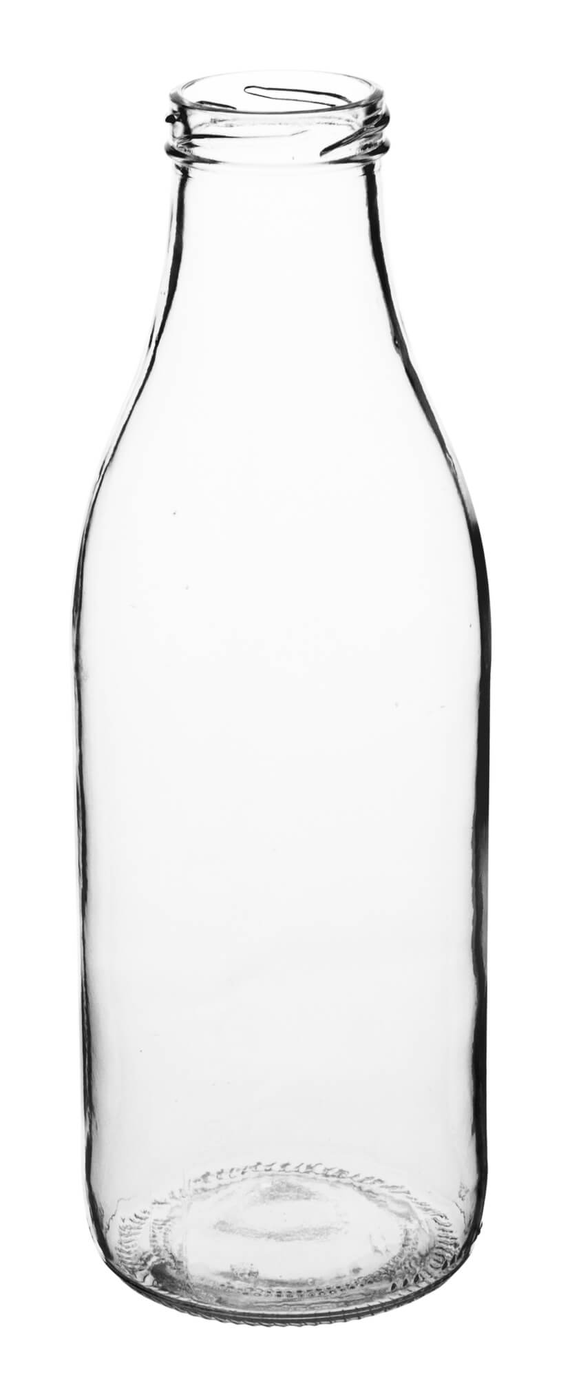 Botella de vidrio - Cuello ancho, transparente, 1000 ml