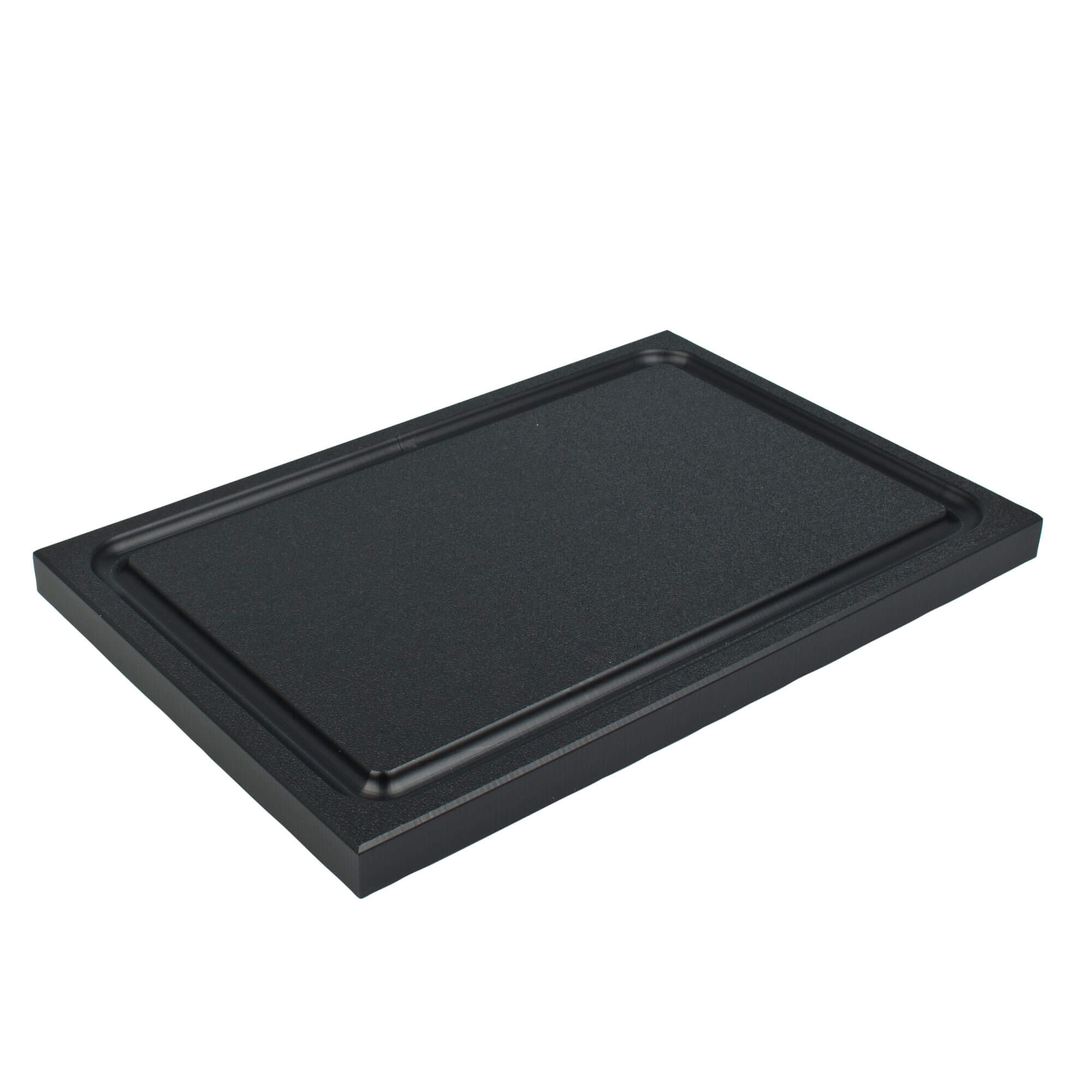 Tabla de cortar con canal para recoger el jugo, HDPE negro - 29,5 x 19,5 cm