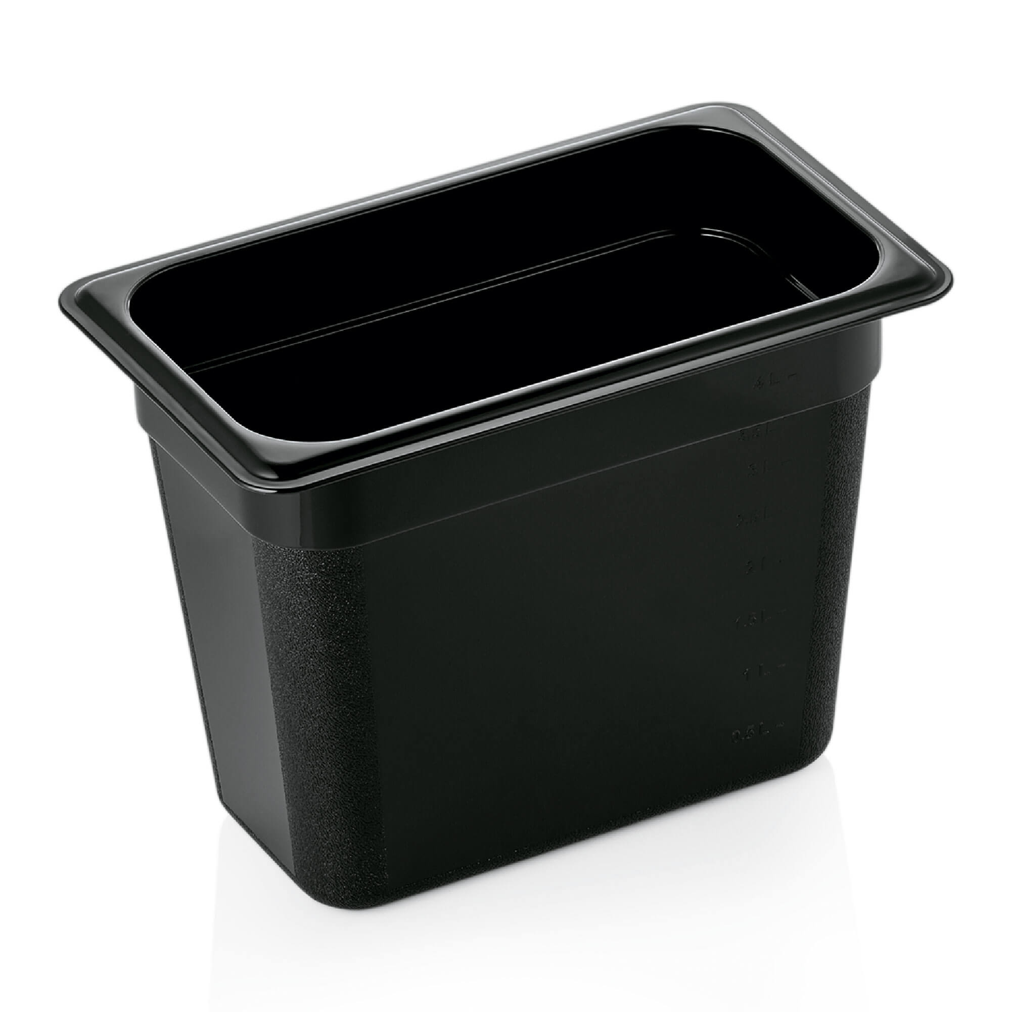 Recipiente Gastronorm GN 1/4, 200 mm de profundidad, PC negro (serie GN 96)