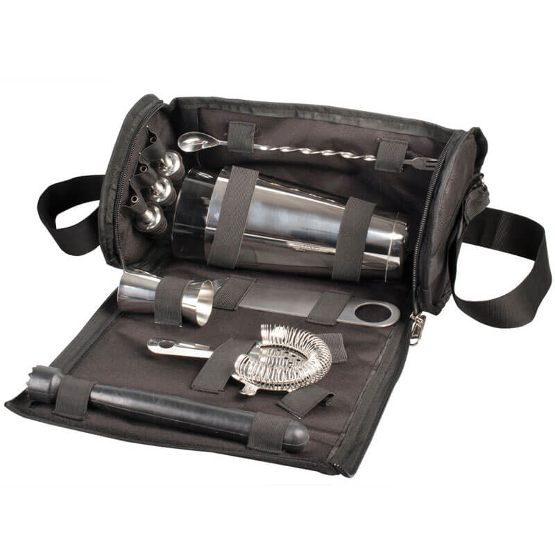 Bolsa de barman negra - con set de cócteles
