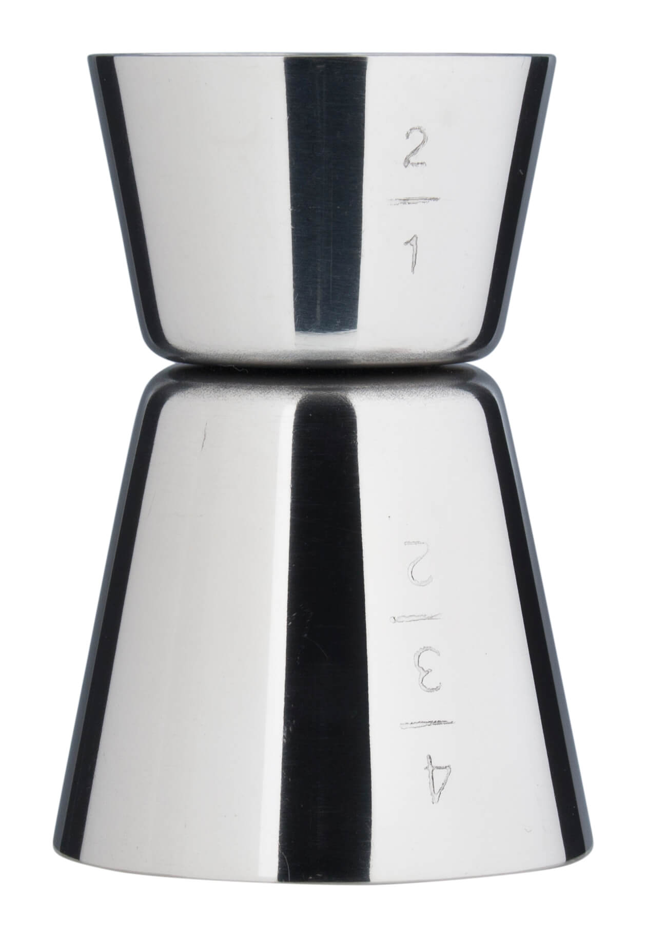 Medidor doble / jigger con graduación - acero inoxidable pulido (20/40 ml)