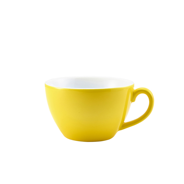 Taza de café con leche de porcelana amarilla – 340 ml (6 uds)