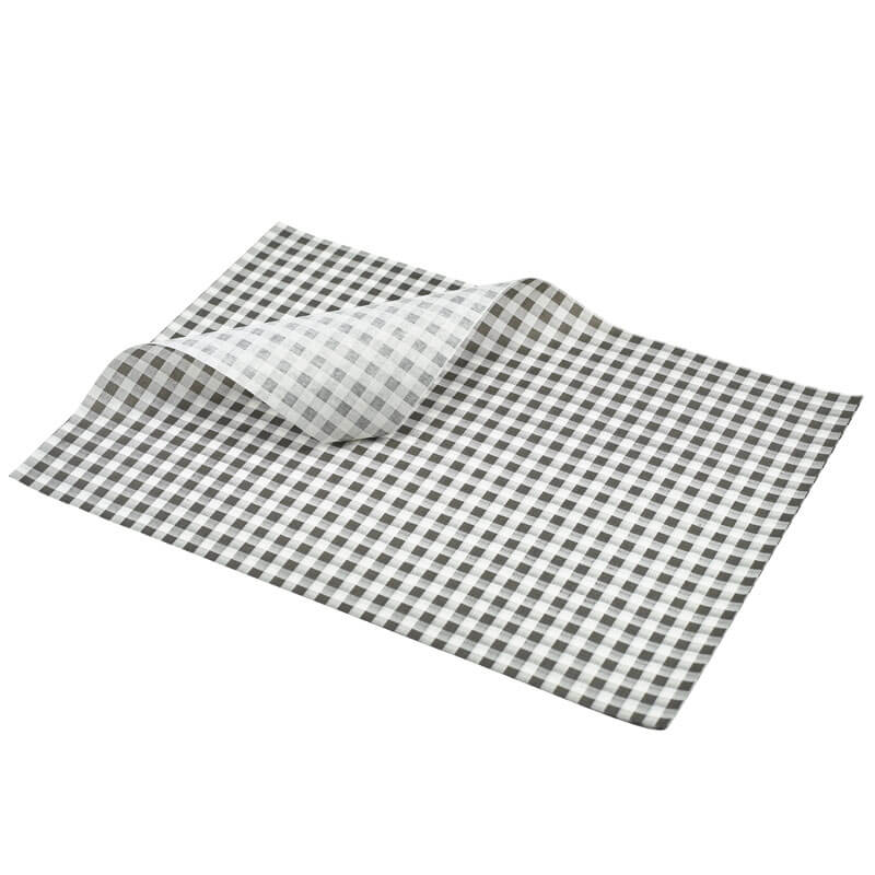 Papel pergamino / papel resistente a la grasa, cuadros negros - 35 x 25 cm (1000 uds)