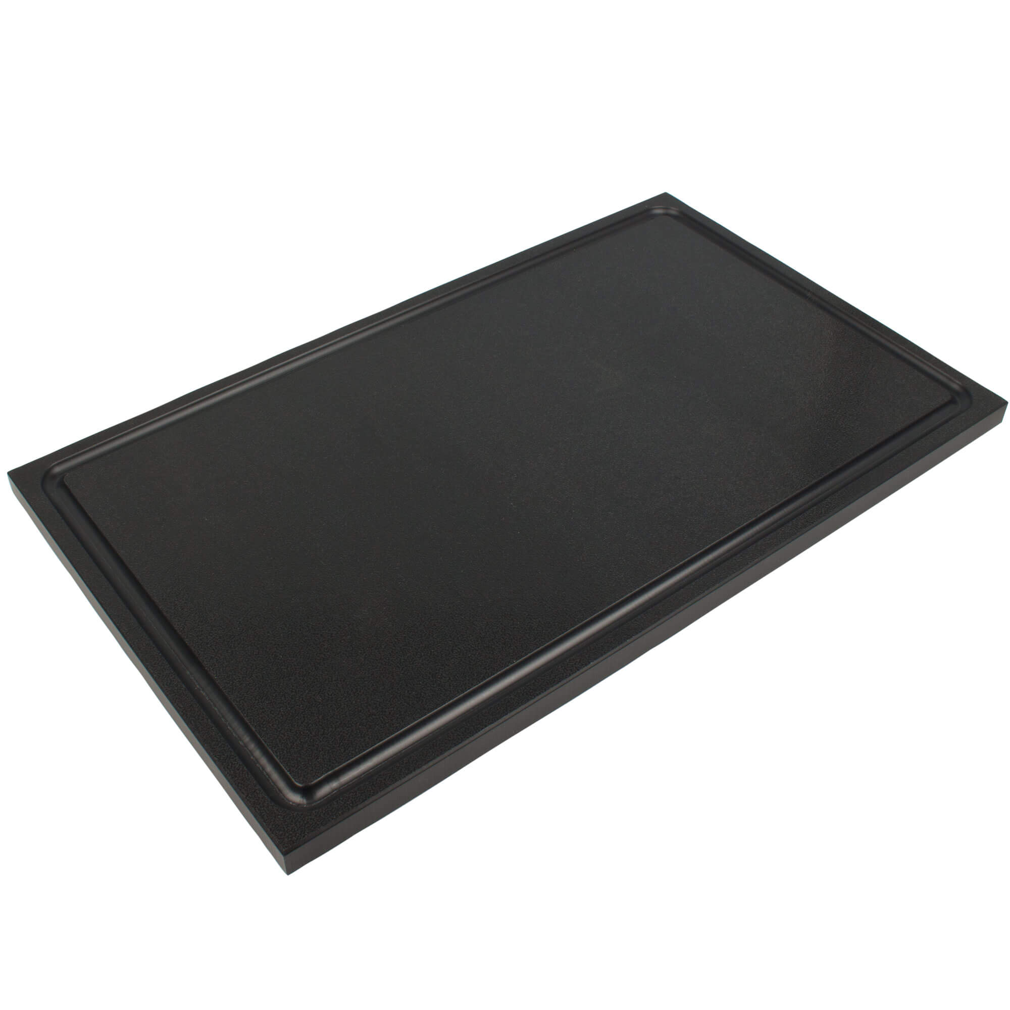 Tabla de cortar con canaleta para recoger el jugo, HDPE negro - 49,5 x 29,5 cm
