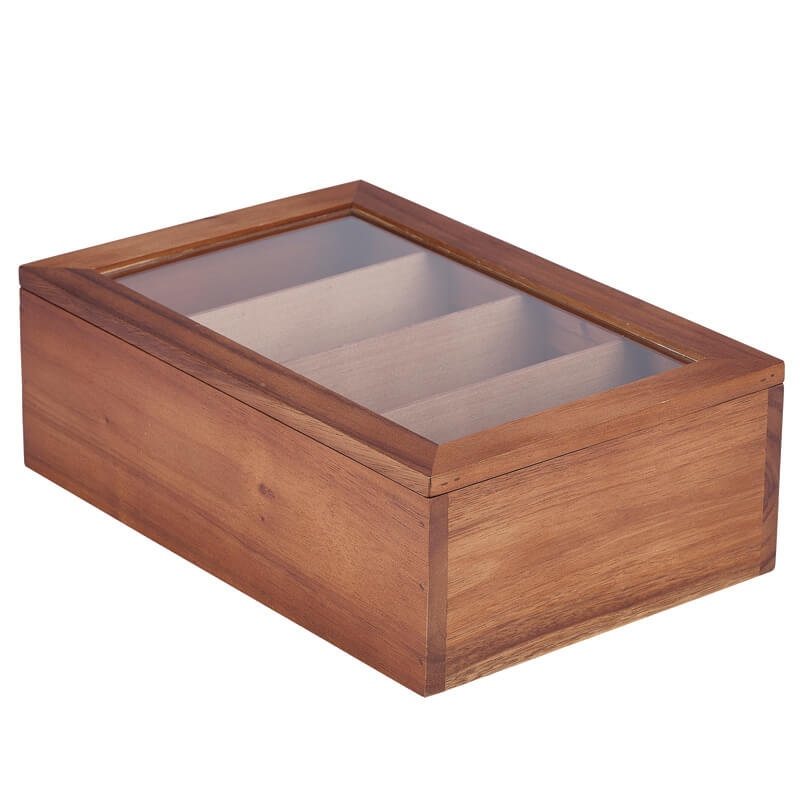 Caja para té de madera de acacia - 30 x 20 x 10 cm