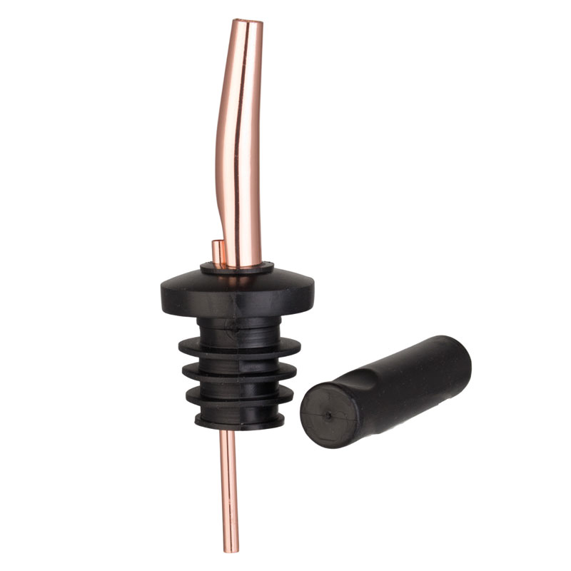 6 vertedores color cobre + tapón antipolvo para vertedor negro - acero inoxidable
