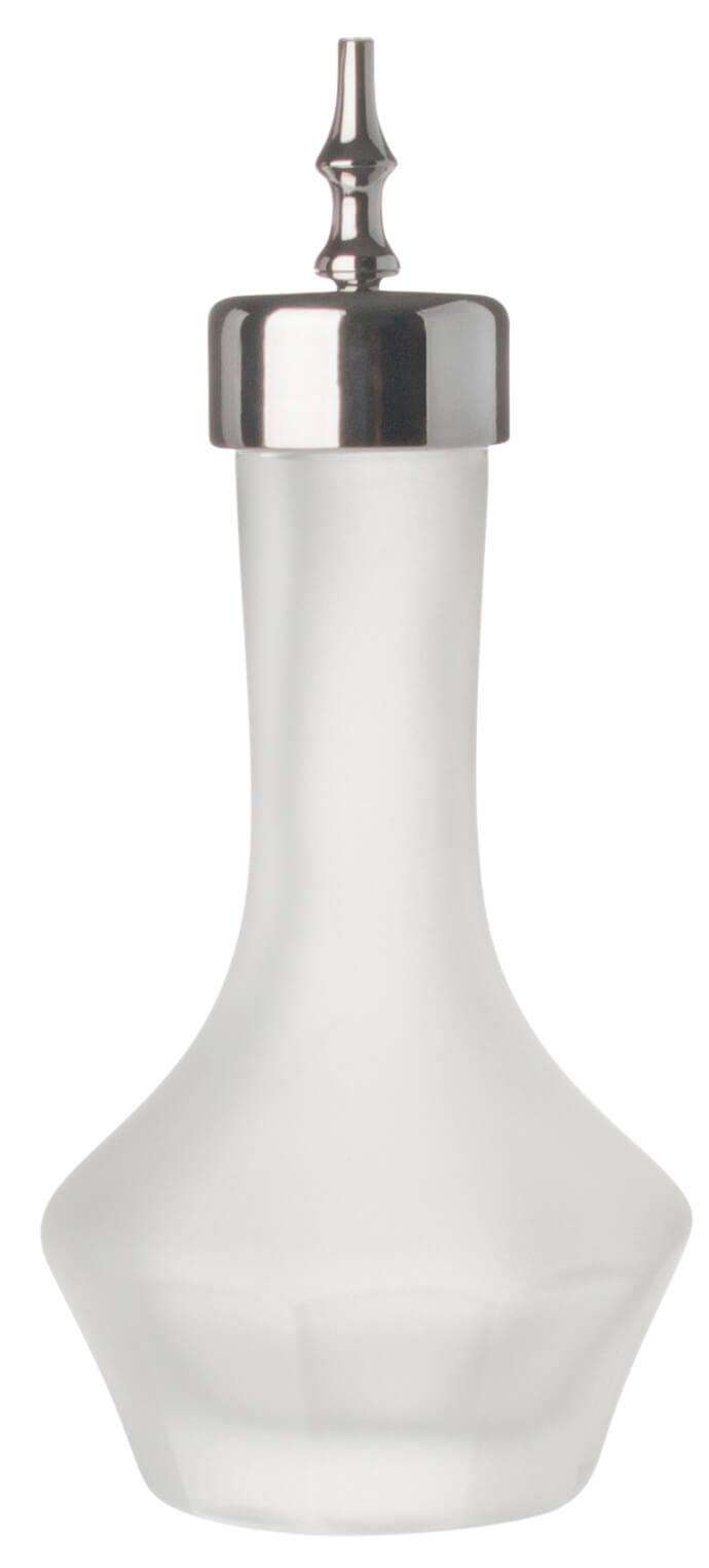 Botella de bitter satinada, Prime Bar, vertedores plateados - 30 ml