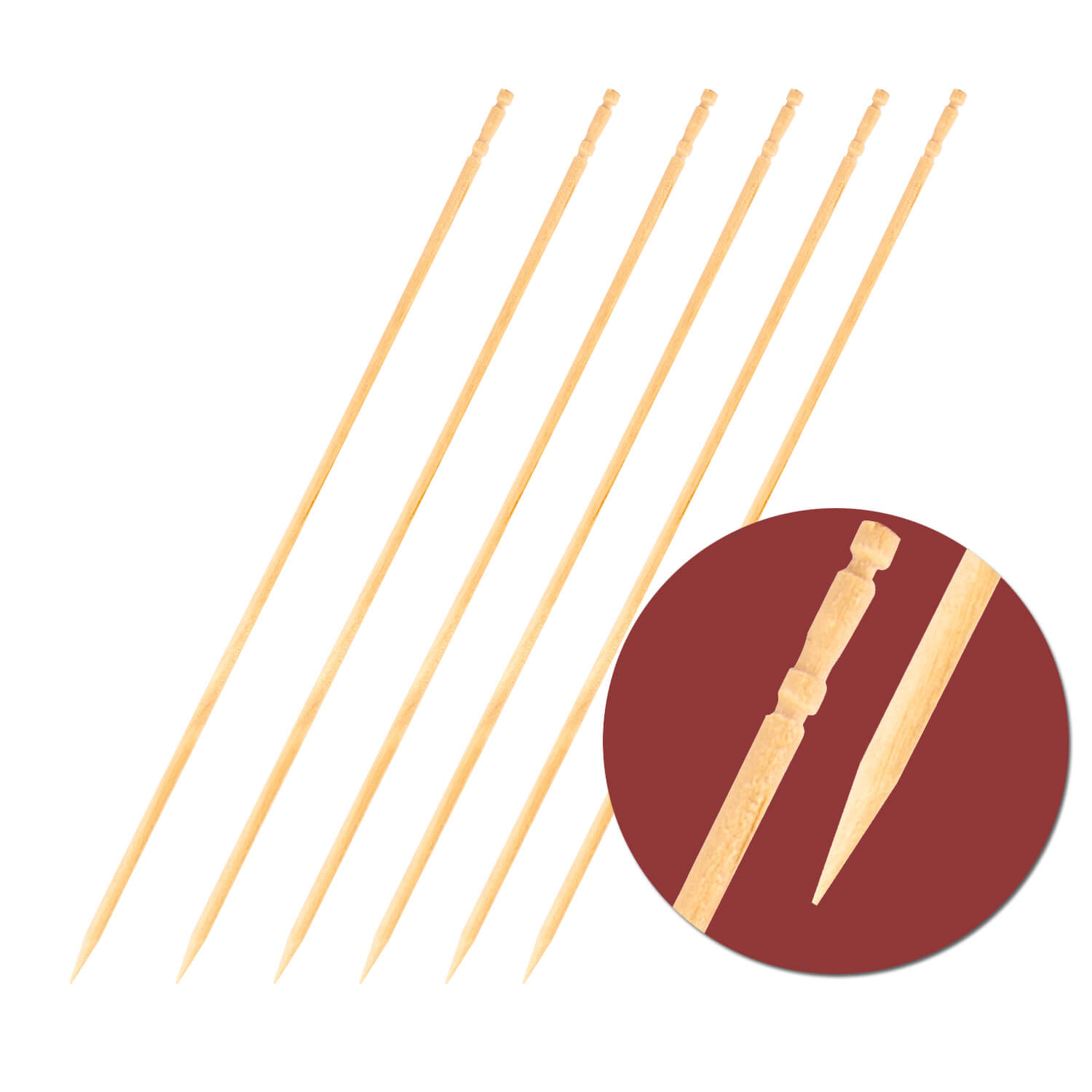 Brochetas para aperitivos, madera - 15 cm (500 uds)