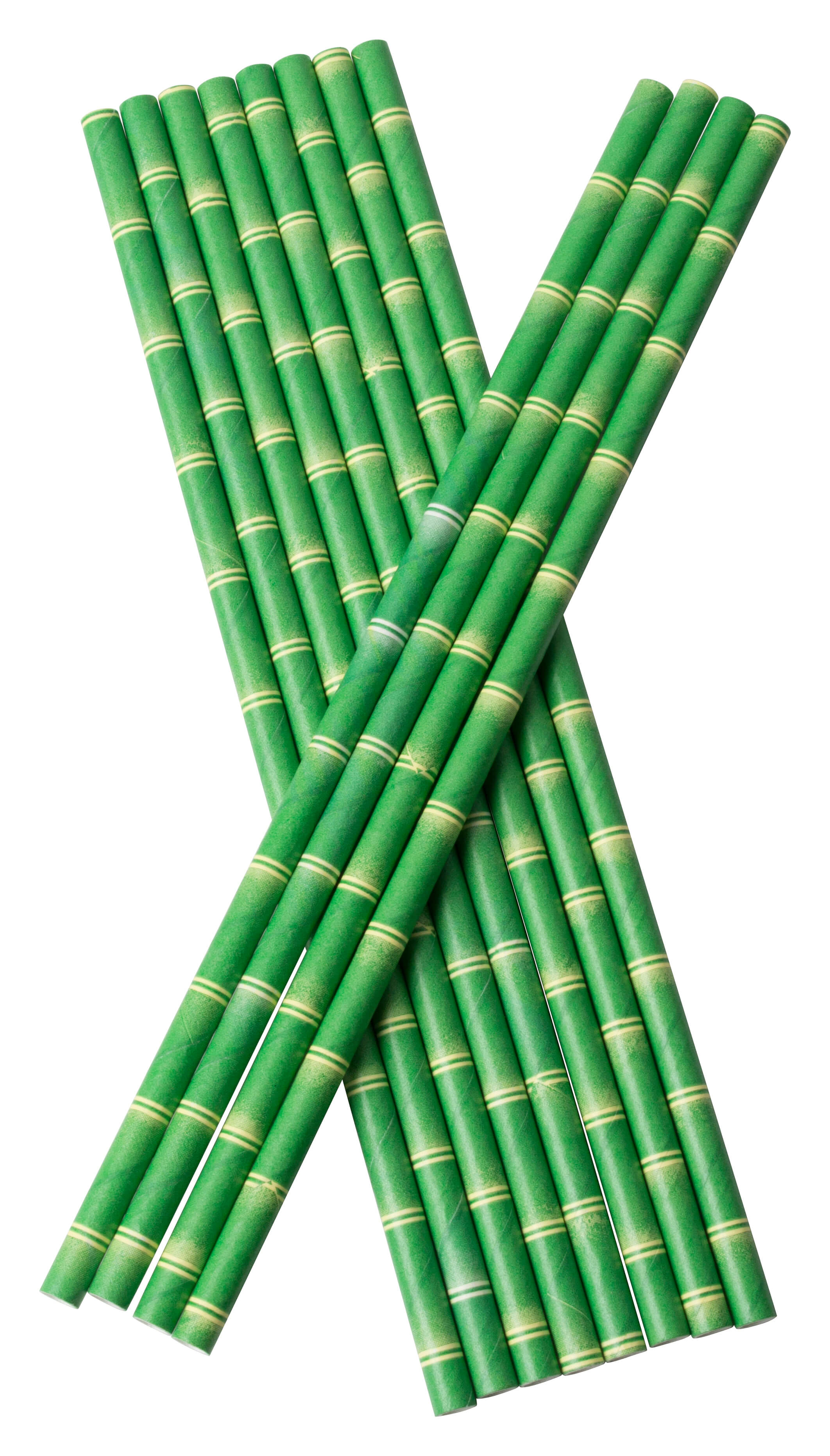 Pajitas, papel (210 x 6 mm), aspecto bambú  - 100 uds.