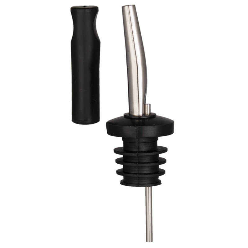 6 vertedores + tapón antipolvo para vertedor negro - acero inoxidable