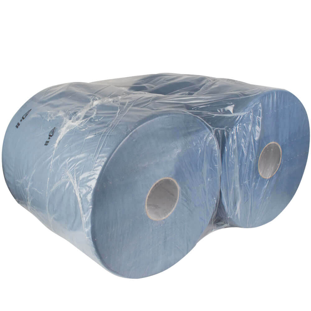 Rollo de papel de limpieza azul, 2 capas, 36 x 34 cm, 1000 hojas (2 rollos)