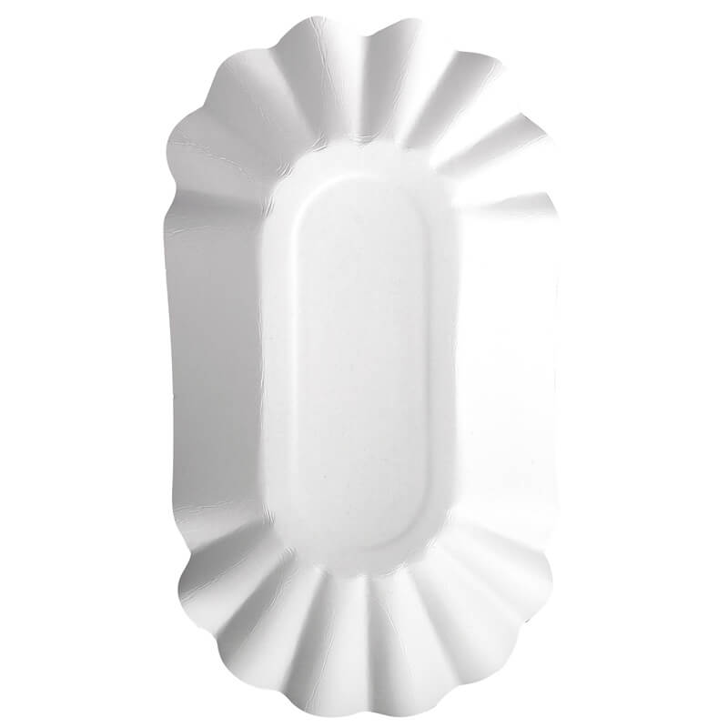 Bandeja ovalada, cartón blanco puro - 10,5 x 20,0 x 3,5 cm (250 uds)