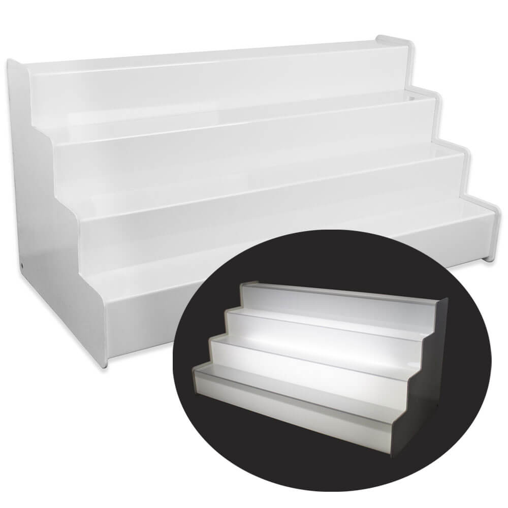 Expositor escalonado para botellas 1000 x 440 mm - LED blanco