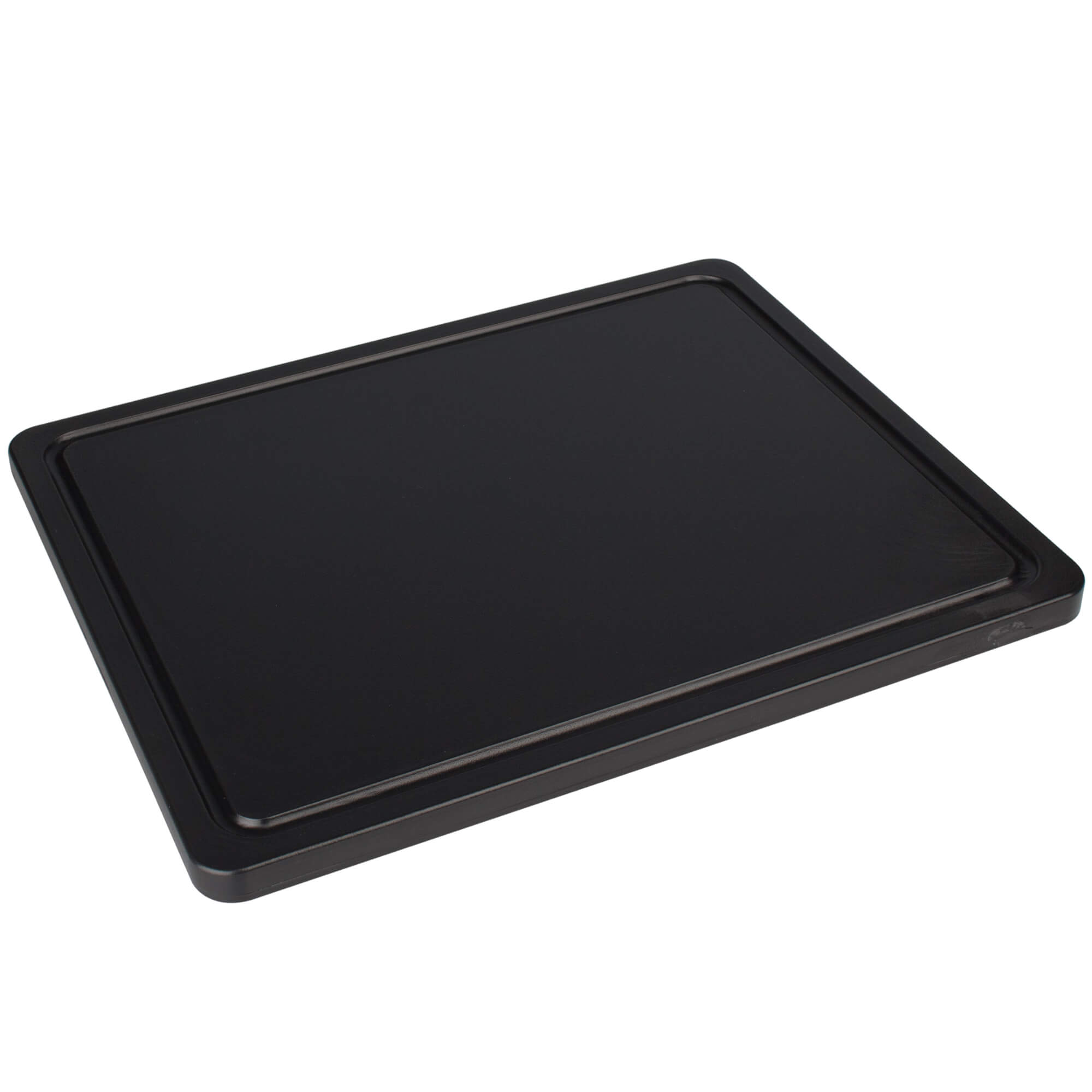 Tabla de cortar con canal para recoger el jugo, HDPE negro - 32,5 x 26,5 x 1,4 cm