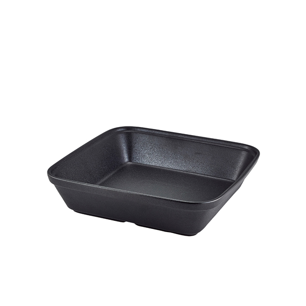 Bandeja cuadrada para asar Forge Buffet, gres con aspecto de hierro fundido – 24,5 x 24,5 x 6,5 cm (6 uds)