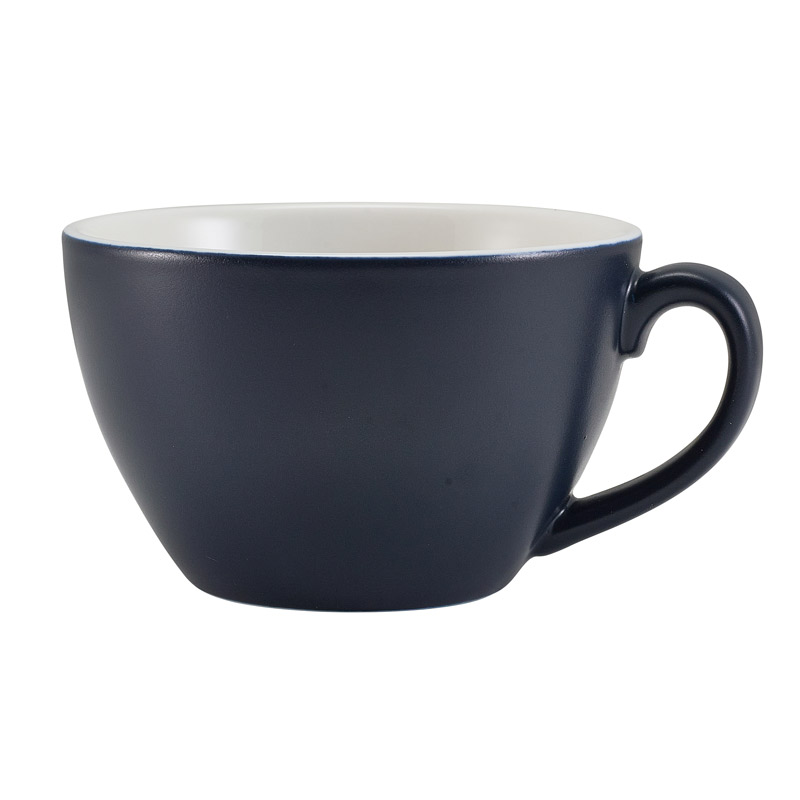Taza de café con leche de porcelana azul mate – 340 ml (6 uds)