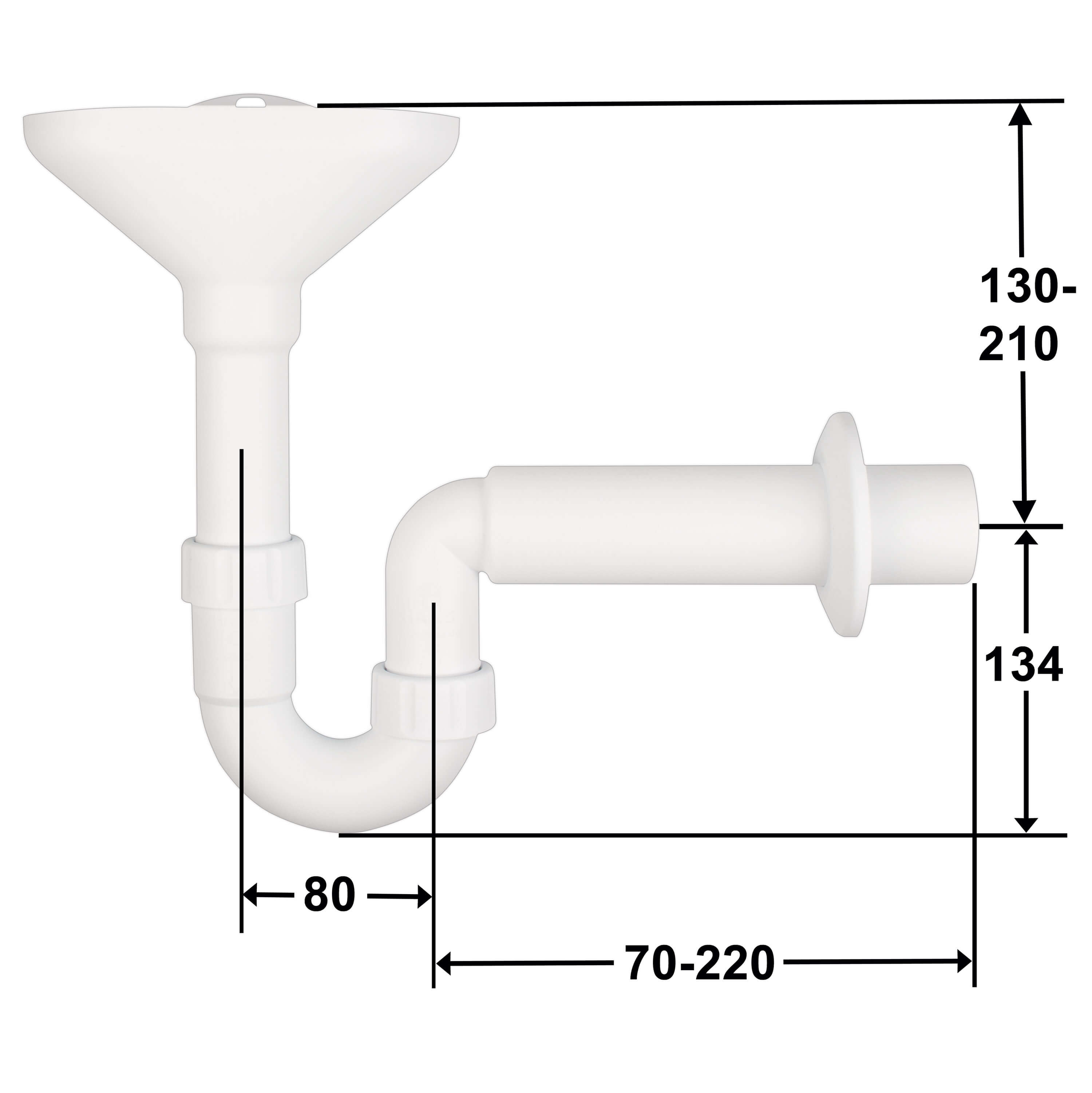 Sifón embudo DN50 PP blanco